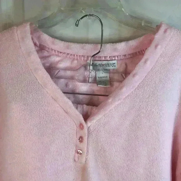 Of The Moment Large Pink Puffy Print Fleece Pajama Set L/S - Picture 6 of 7